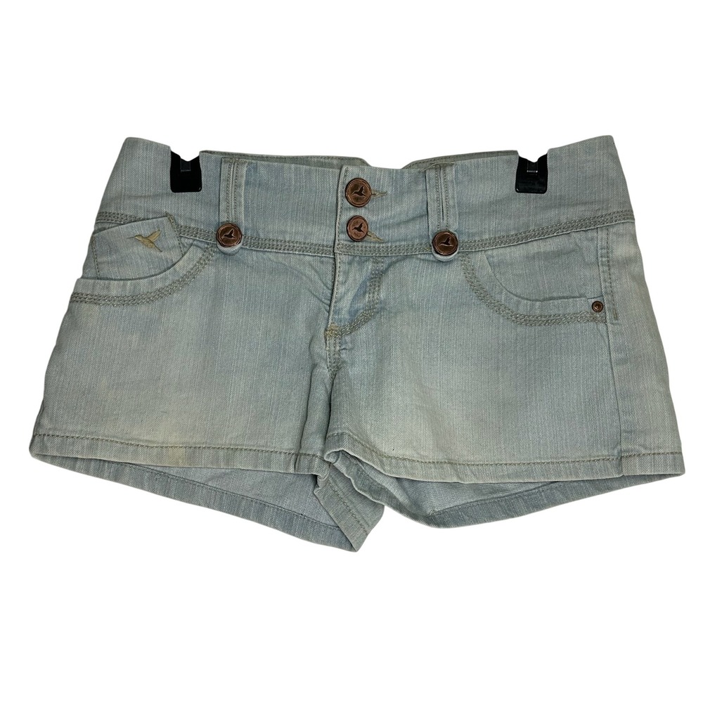 Grane Womens Junior 7 Low Rise Denim Shorts Light‎ Wash Hummingbird Y2K 8419